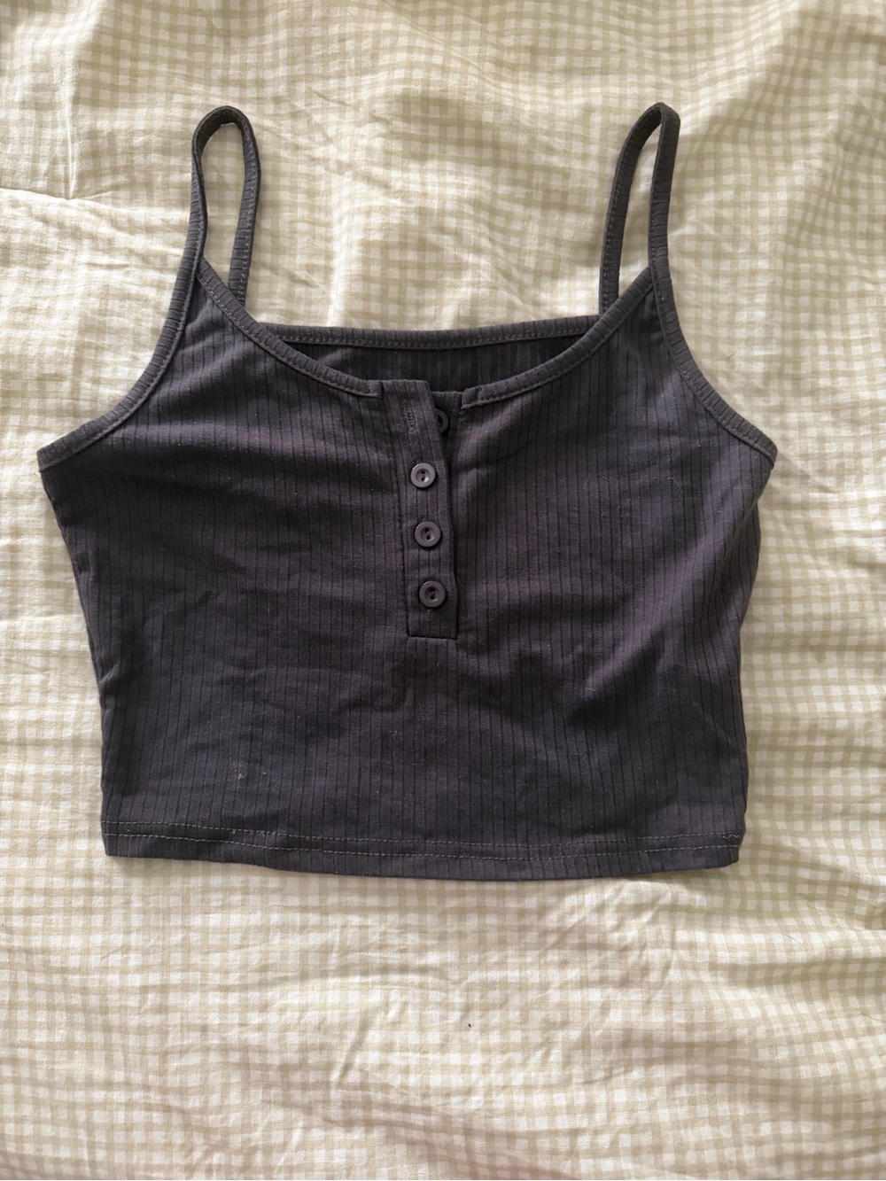 SHEIN Black Ribbed Button-Front Cami